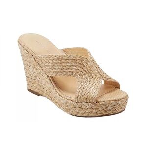 NEW Marc Fisher Women's KALISHA WEDGE SANDAL Light Natural Size 9.5 NIB